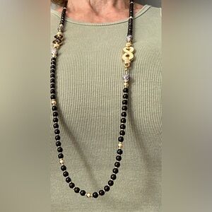 Vintage 38” Enamel/Stone Necklace